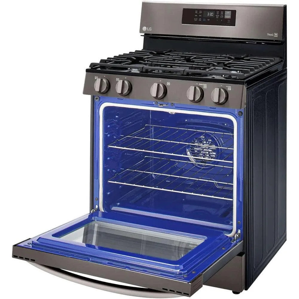 LG 5.8-Cu. Ft. Gas Convection Smart Range with AirFry, Black Stainless Steel (LRGL5823D)