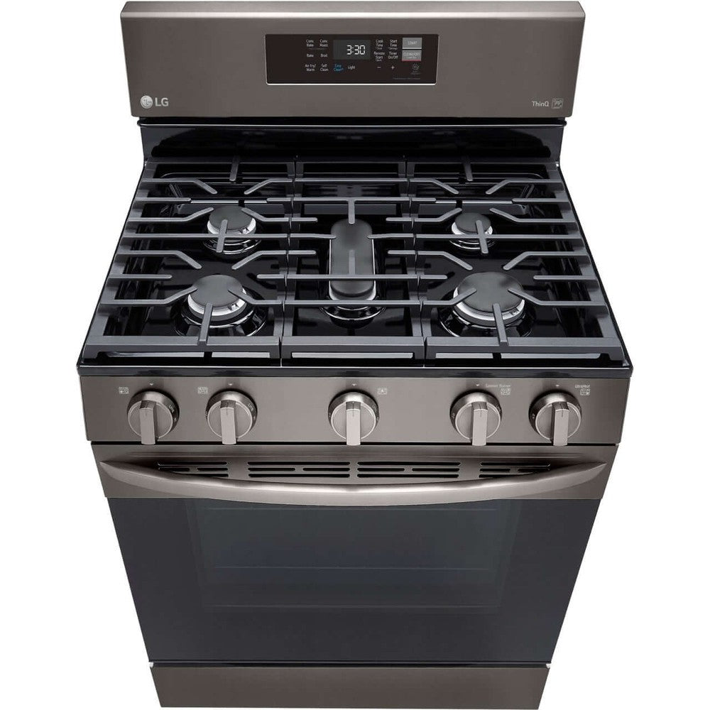 LG 5.8-Cu. Ft. Gas Convection Smart Range with AirFry, Black Stainless Steel (LRGL5823D)