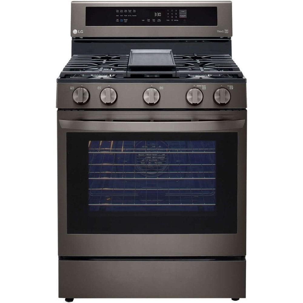 LG 5.8-Cu. Ft. Gas Convection Smart Range with AirFry and InstaView, Black Stainless Steel (LRGL5825D)