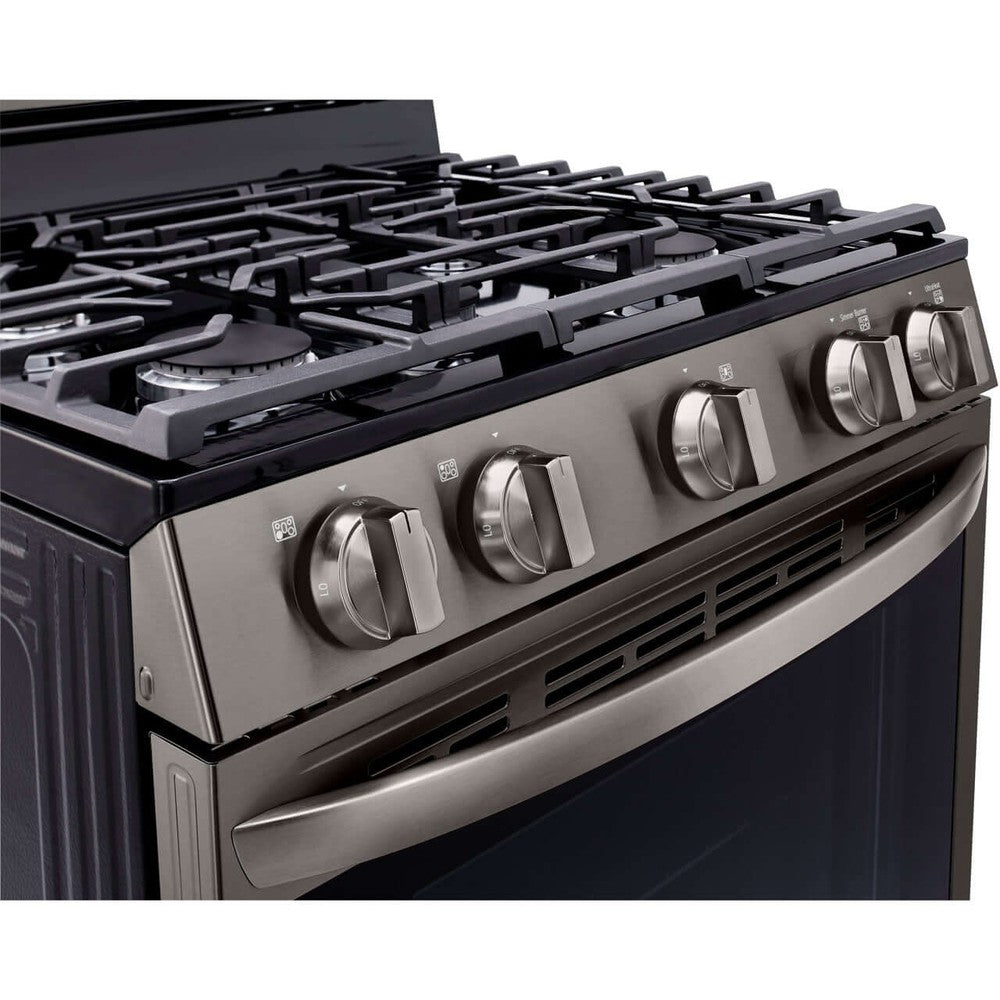 LG 5.8-Cu. Ft. Gas Convection Smart Range with AirFry and InstaView, Black Stainless Steel (LRGL5825D)