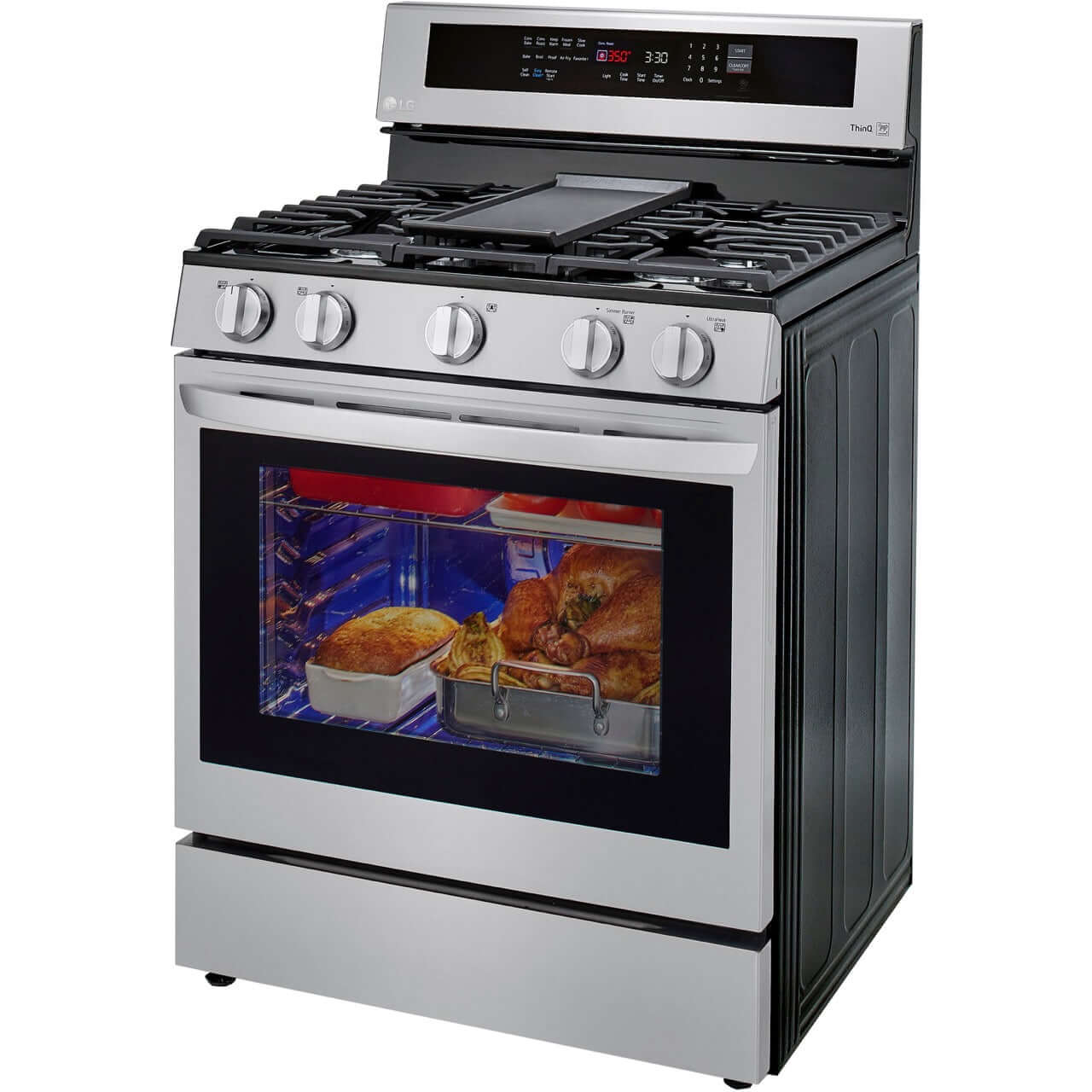 LG 5.8-Cu. Ft. Gas Convection Smart Range with AirFry and InstaView, Stainless Steel (LRGL5825F)