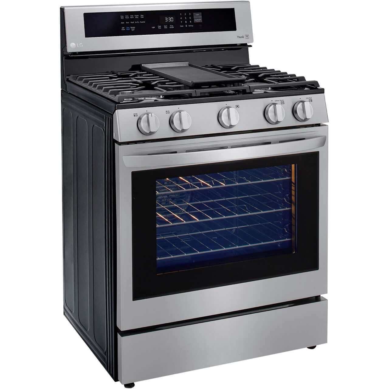 LG 5.8-Cu. Ft. Gas Convection Smart Range with AirFry and InstaView, Stainless Steel (LRGL5825F)