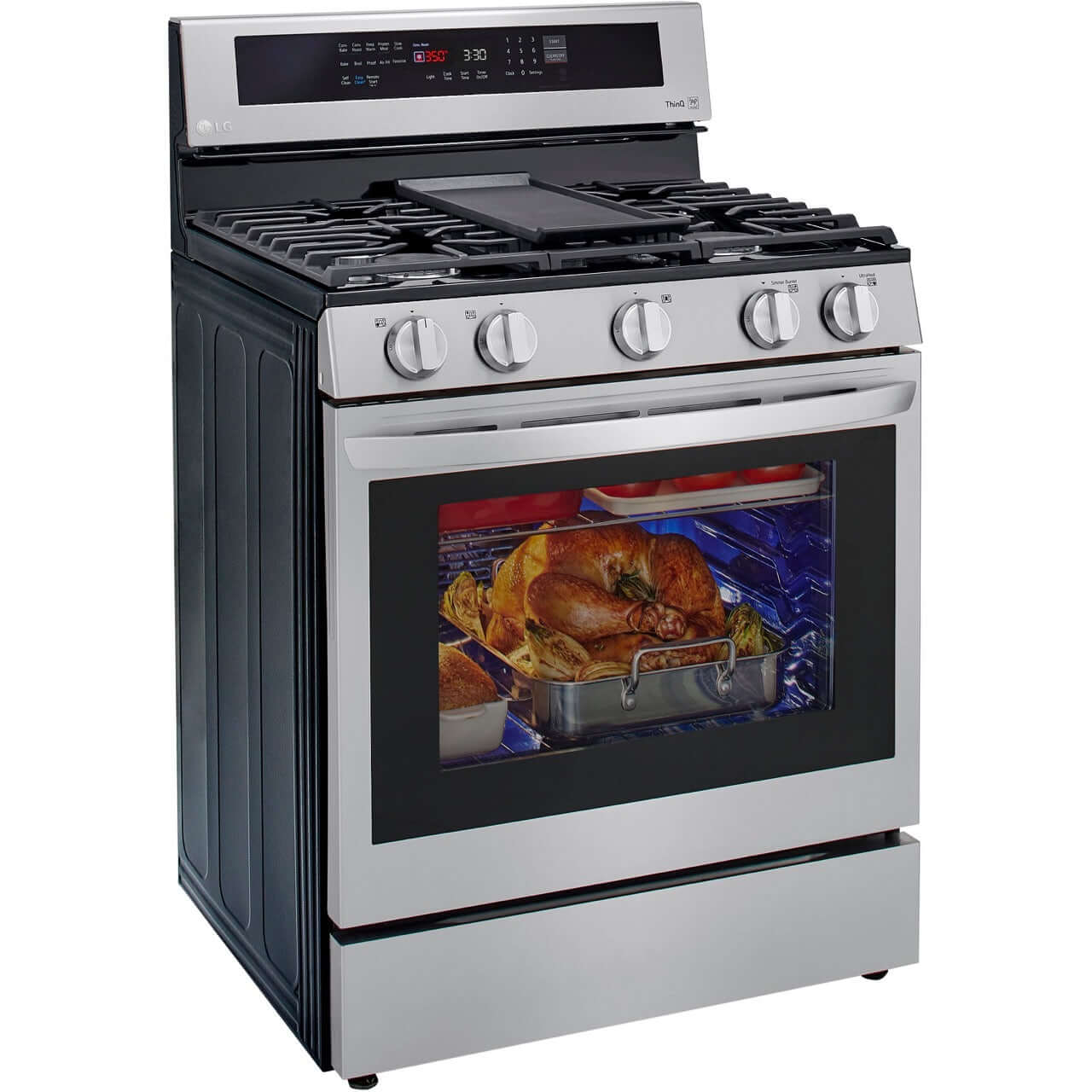 LG 5.8-Cu. Ft. Gas Convection Smart Range with AirFry and InstaView, Stainless Steel (LRGL5825F)