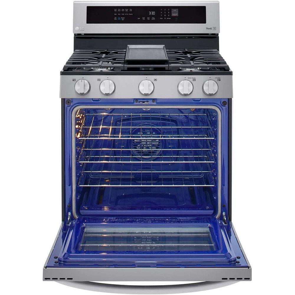 LG 5.8-Cu. Ft. Gas Convection Smart Range with AirFry and InstaView, Stainless Steel (LRGL5825F)