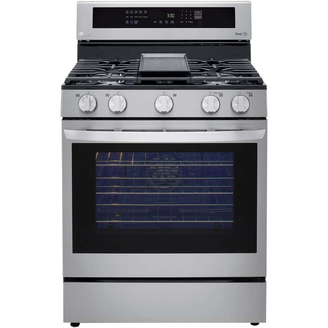 LG 5.8-Cu. Ft. Gas Convection Smart Range with AirFry and InstaView, Stainless Steel (LRGL5825F)