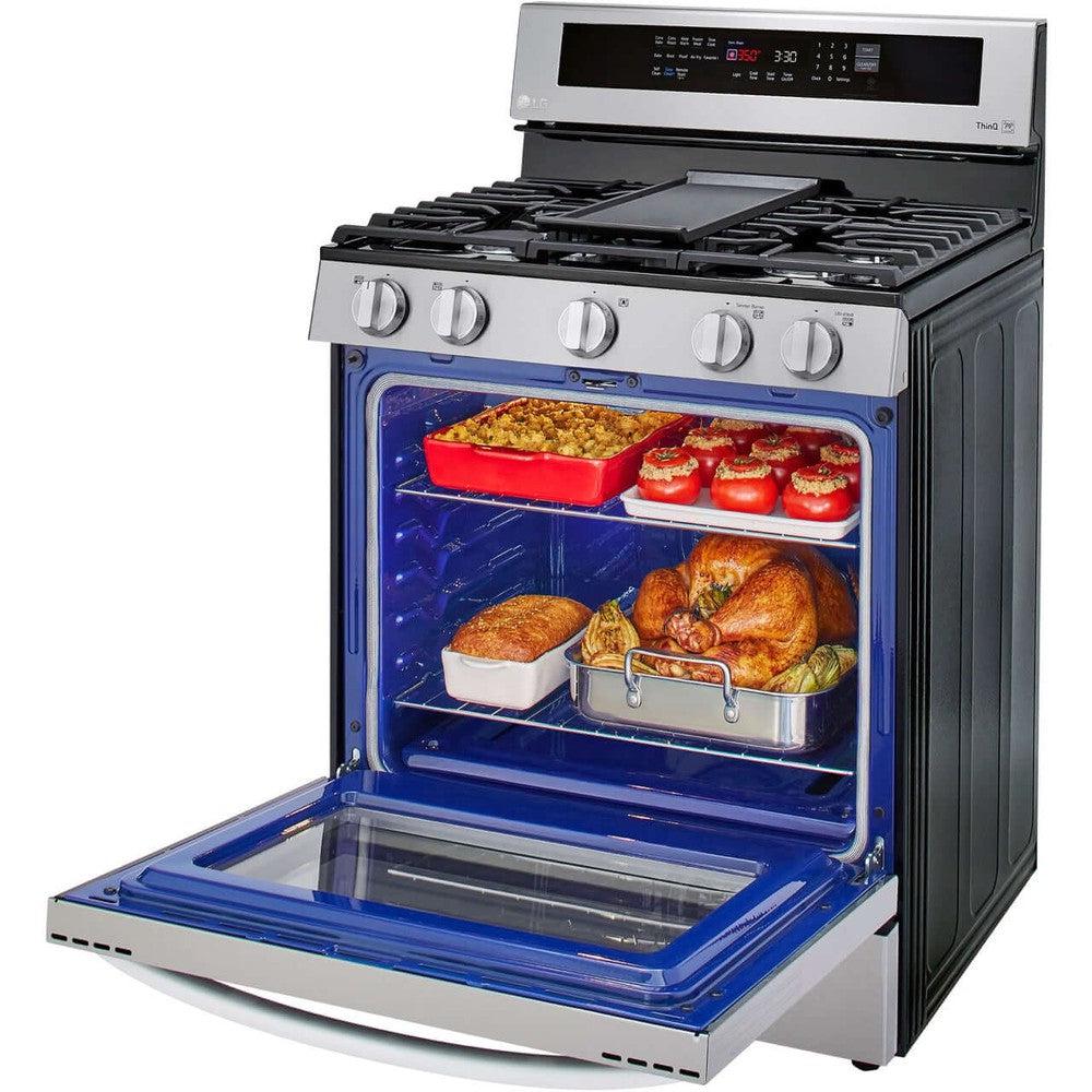 LG 5.8-Cu. Ft. Gas Convection Smart Range with AirFry and InstaView, Stainless Steel (LRGL5825F)