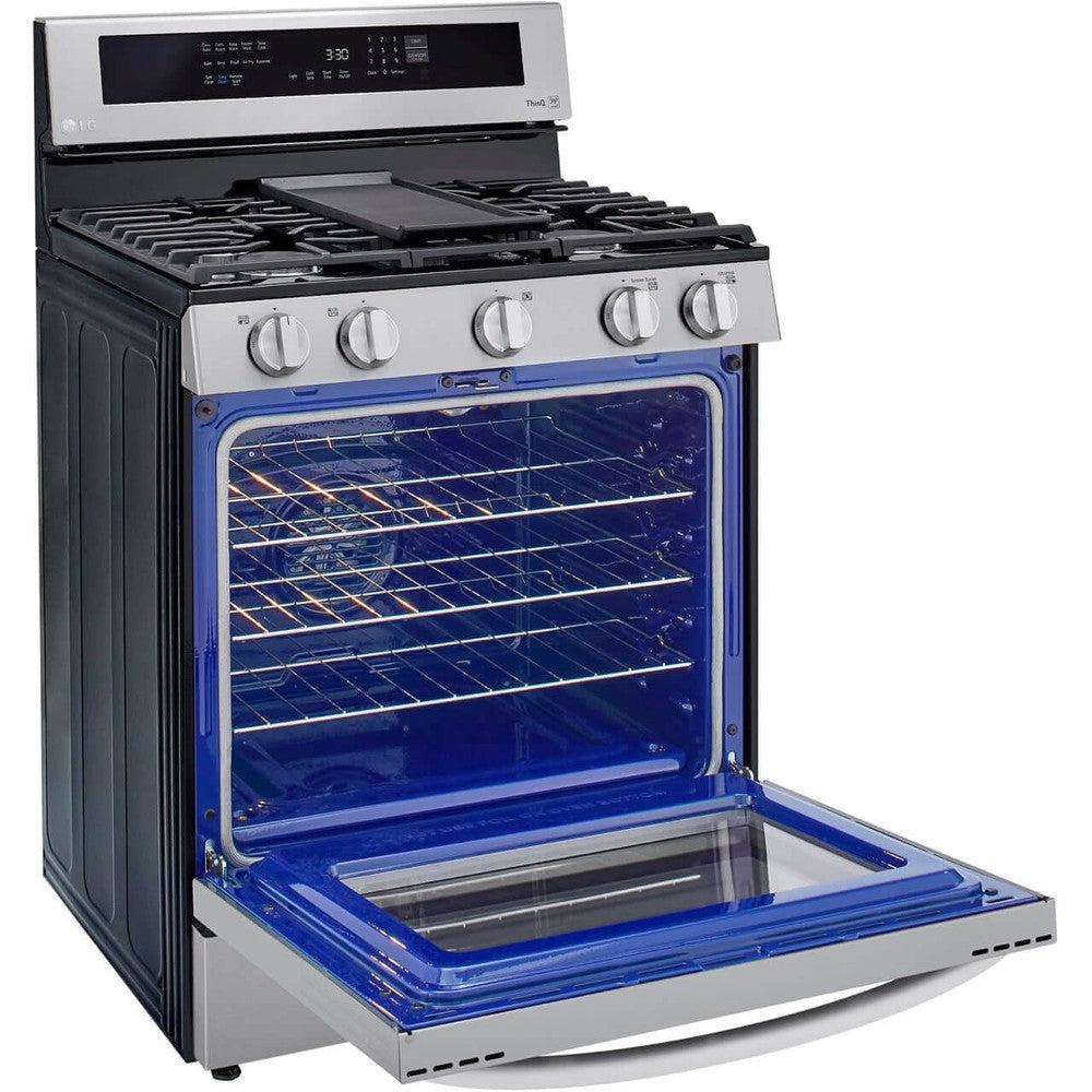 LG 5.8-Cu. Ft. Gas Convection Smart Range with AirFry and InstaView, Stainless Steel (LRGL5825F)