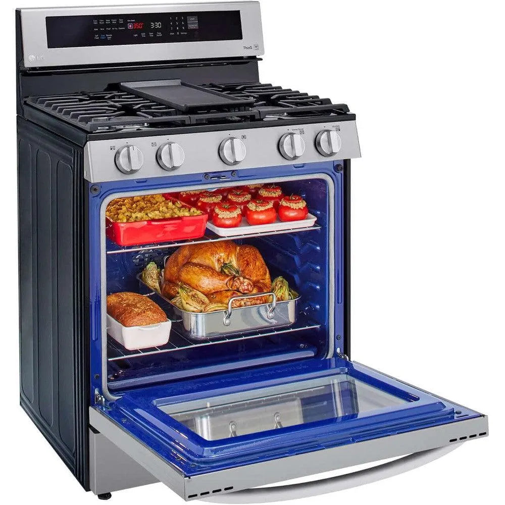LG 5.8-Cu. Ft. Gas Convection Smart Range with AirFry and InstaView, Stainless Steel (LRGL5825F)