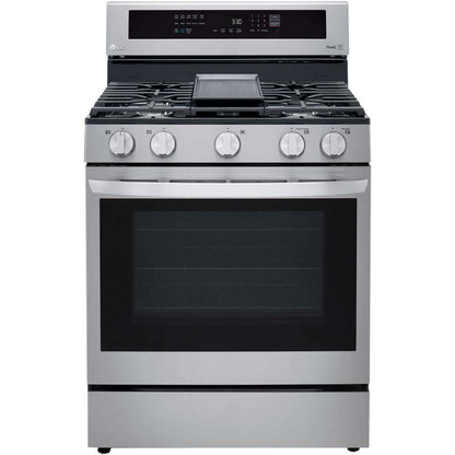 LG 5.8-Cu. Ft. Gas Convection Smart Range with AirFry and InstaView, Stainless Steel (LRGL5825F)