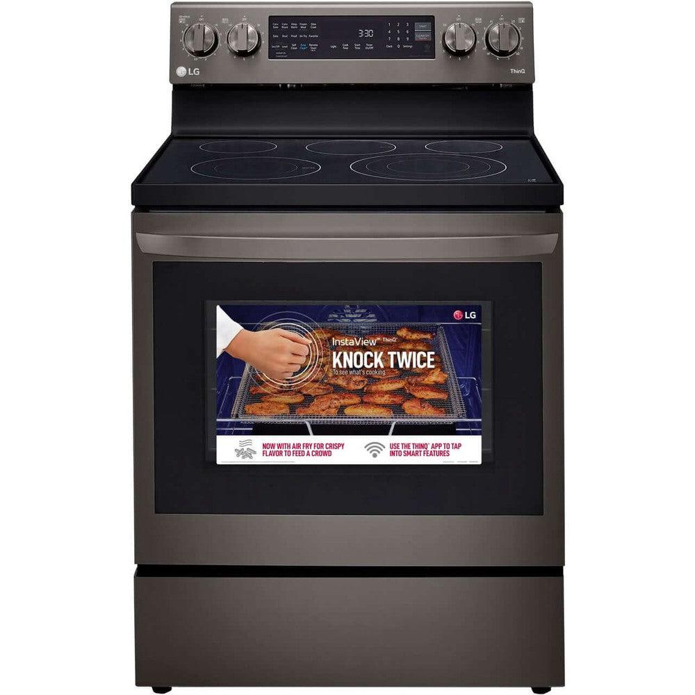 LG 6.3-Cu. Ft. Electric Smart Range with EasyClean and AirFry Black Stainless Steel (LREL6323D)