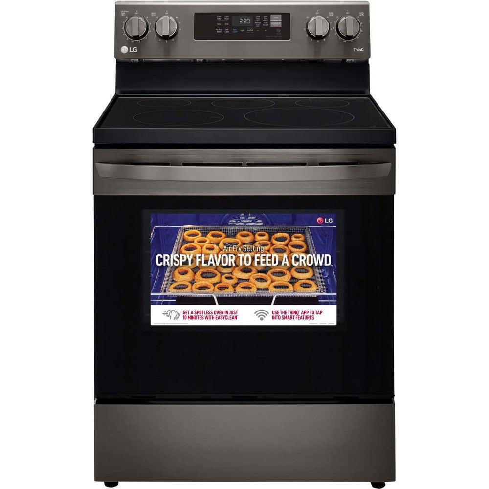 LG 6.3-Cu. Ft. Electric Smart Range with EasyClean and AirFry Black Stainless Steel (LREL6323D)