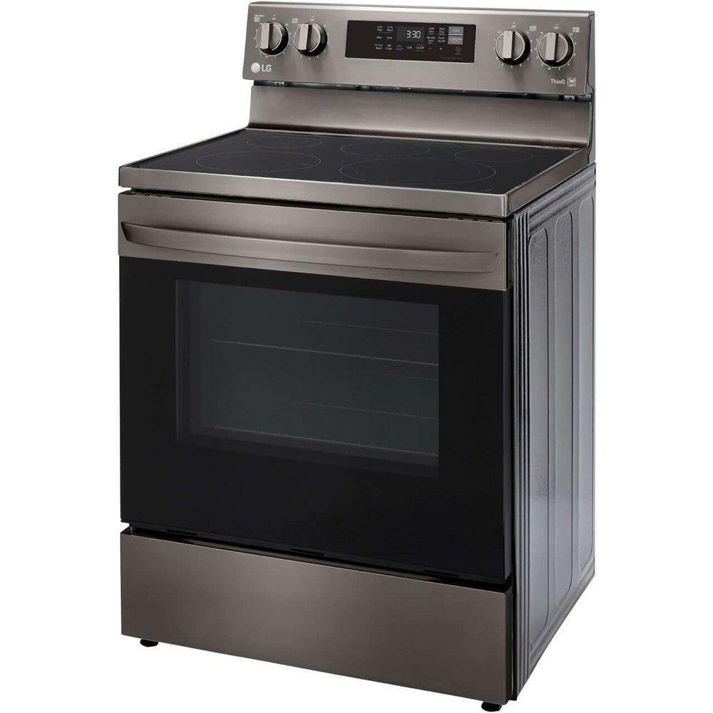 LG 6.3-Cu. Ft. Electric Smart Range with EasyClean and AirFry Black Stainless Steel (LREL6323D)