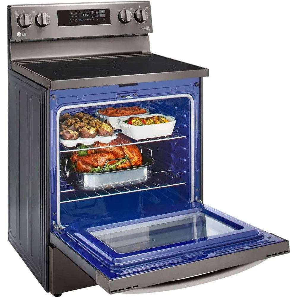 LG 6.3-Cu. Ft. Electric Smart Range with EasyClean and AirFry Black Stainless Steel (LREL6323D)