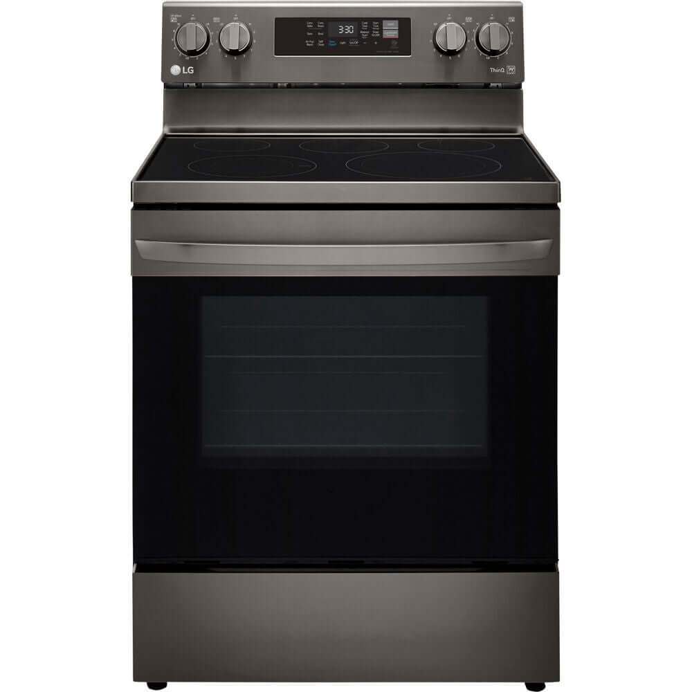LG 6.3-Cu. Ft. Electric Smart Range with EasyClean and AirFry Black Stainless Steel (LREL6323D)