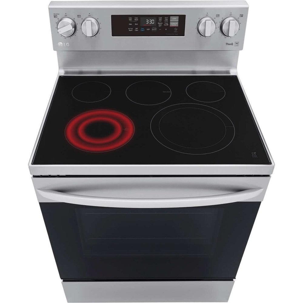 LG 30 in. 6.3-Cu. Ft. Electric Smart Range with EasyClean and AirFry Stainless Steel (LREL6323S) from above.