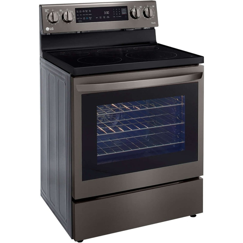 LG 6.3-Cu. Ft. Electric Smart Range with InstaView and AirFry, Black Stainless Steel (LREL6325D)