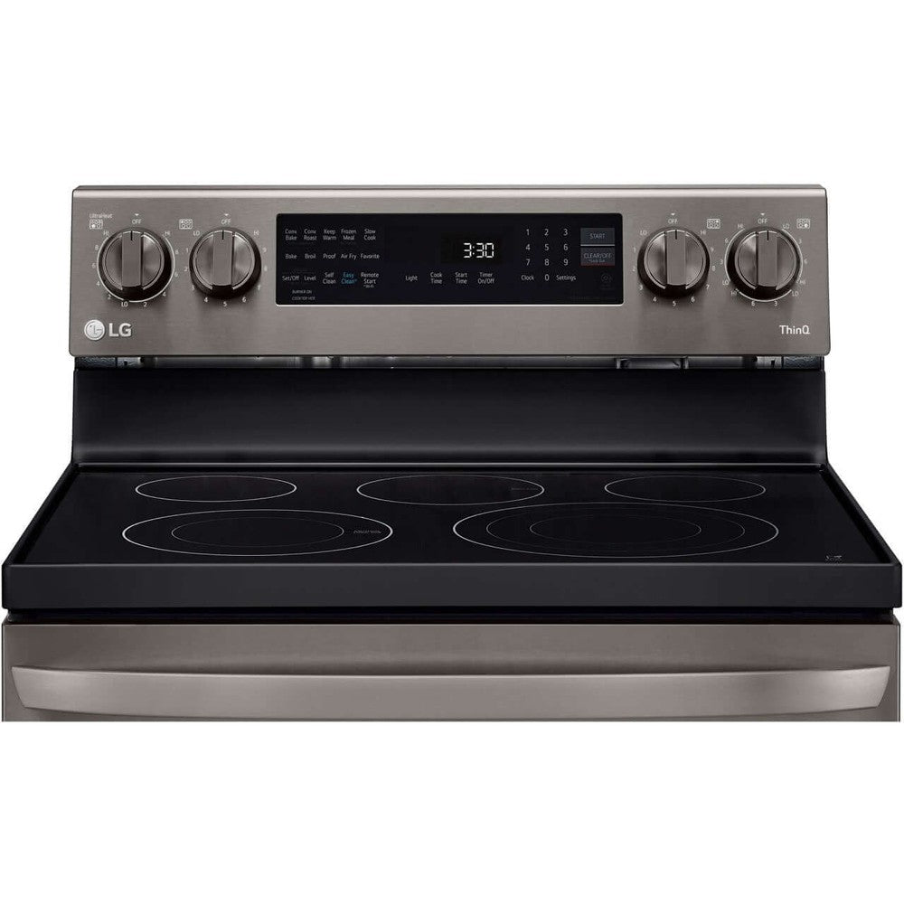 LG 6.3-Cu. Ft. Electric Smart Range with InstaView and AirFry, Black Stainless Steel (LREL6325D)