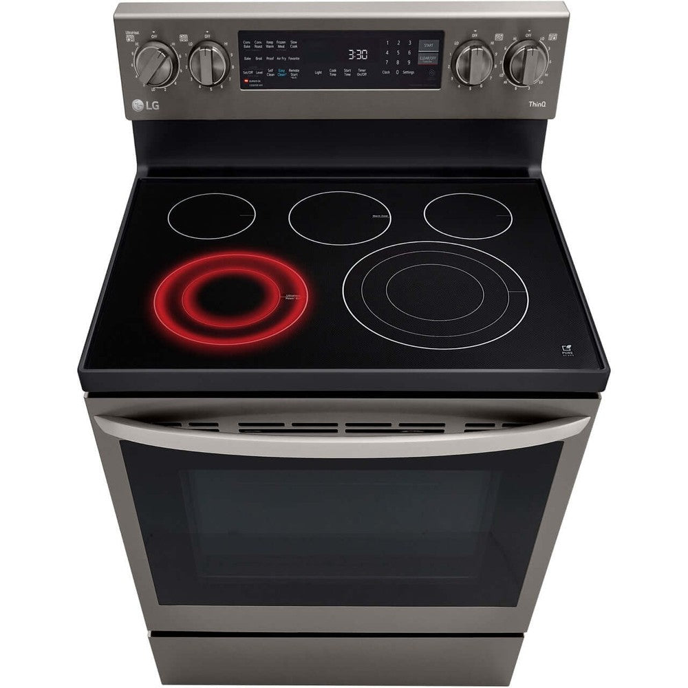 LG 6.3-Cu. Ft. Electric Smart Range with InstaView and AirFry, Black Stainless Steel (LREL6325D)