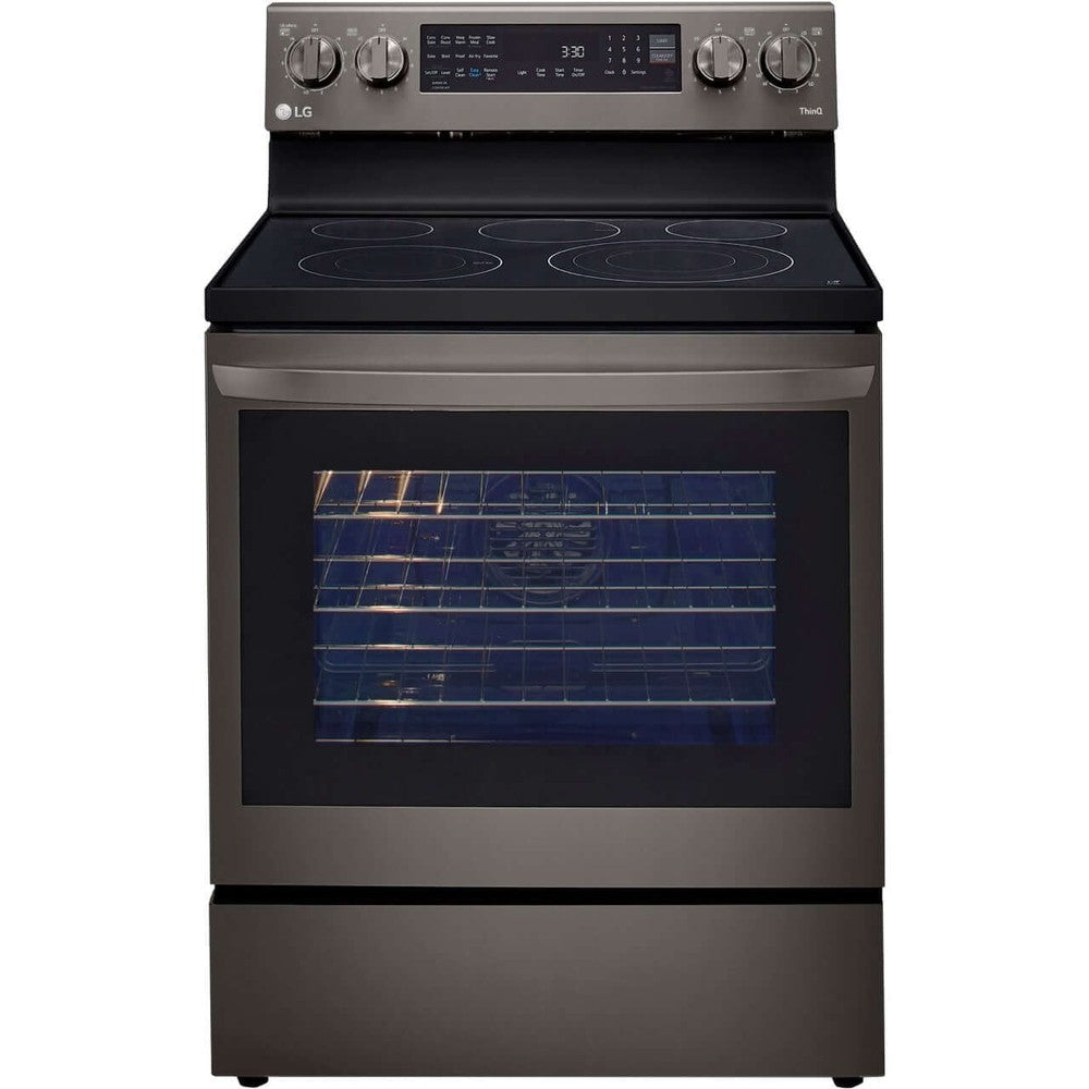 LG 6.3-Cu. Ft. Electric Smart Range with InstaView and AirFry, Black Stainless Steel (LREL6325D)