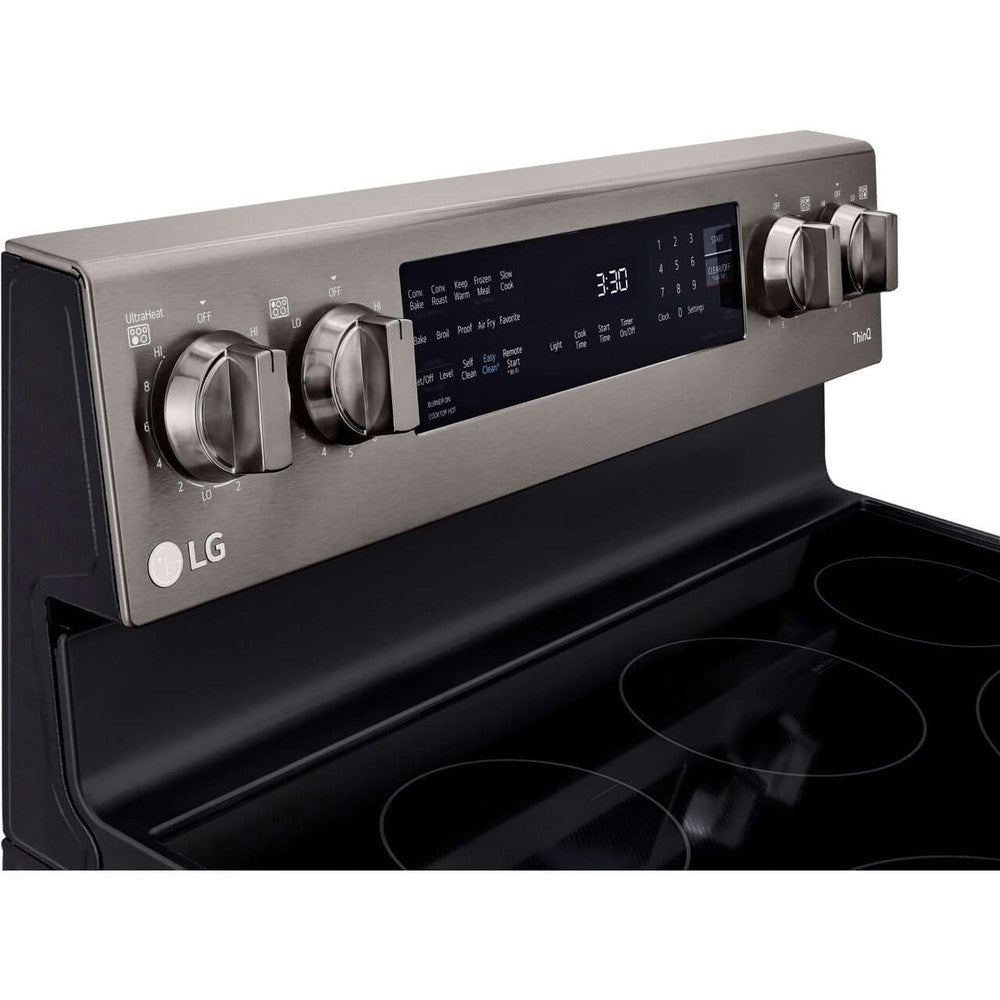 LG 6.3-Cu. Ft. Electric Smart Range with InstaView and AirFry, Black Stainless Steel (LREL6325D)