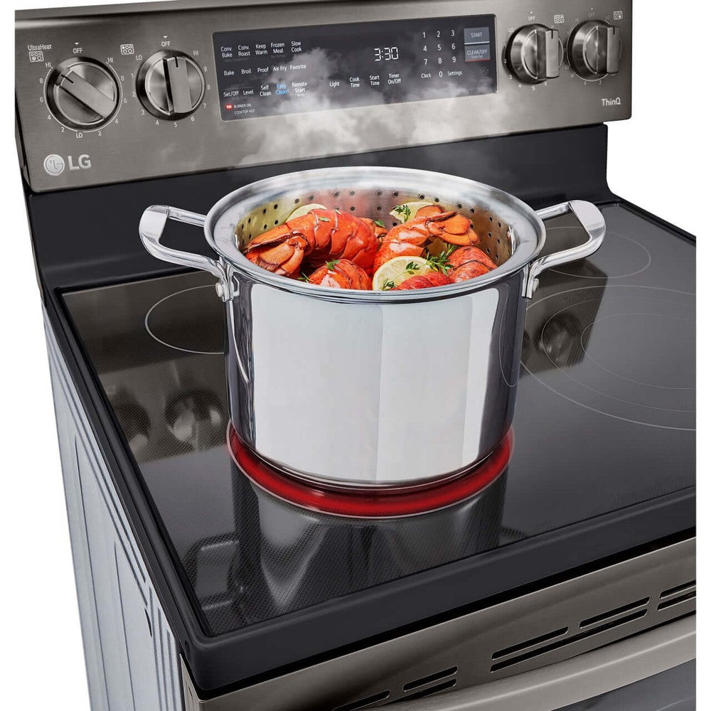 LG 6.3-Cu. Ft. Electric Smart Range with InstaView and AirFry, Black Stainless Steel (LREL6325D)