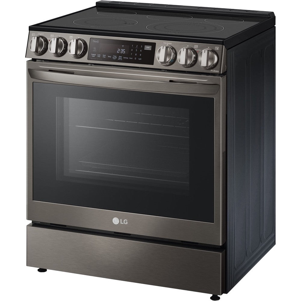 LG 6.3-Cu. Ft. Smart Wi-Fi Enabled ProBake Convection InstaView Electric Slide-in Range with Air Fry, Black Stainless Steel (LSEL6335D)