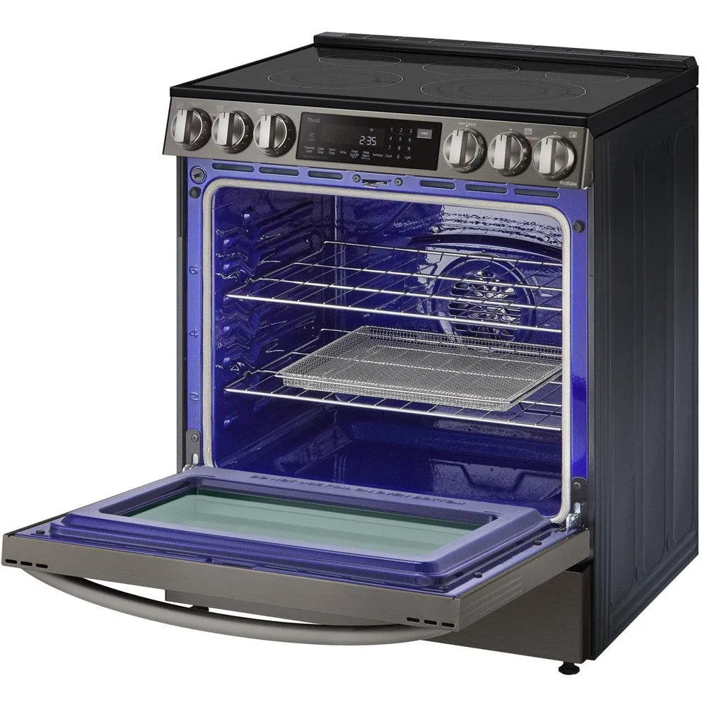 LG 6.3-Cu. Ft. Smart Wi-Fi Enabled ProBake Convection InstaView Electric Slide-in Range with Air Fry, Black Stainless Steel (LSEL6335D)