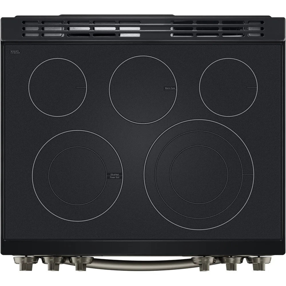 LG 6.3-Cu. Ft. Smart Wi-Fi Enabled ProBake Convection InstaView Electric Slide-in Range with Air Fry, Black Stainless Steel (LSEL6335D)