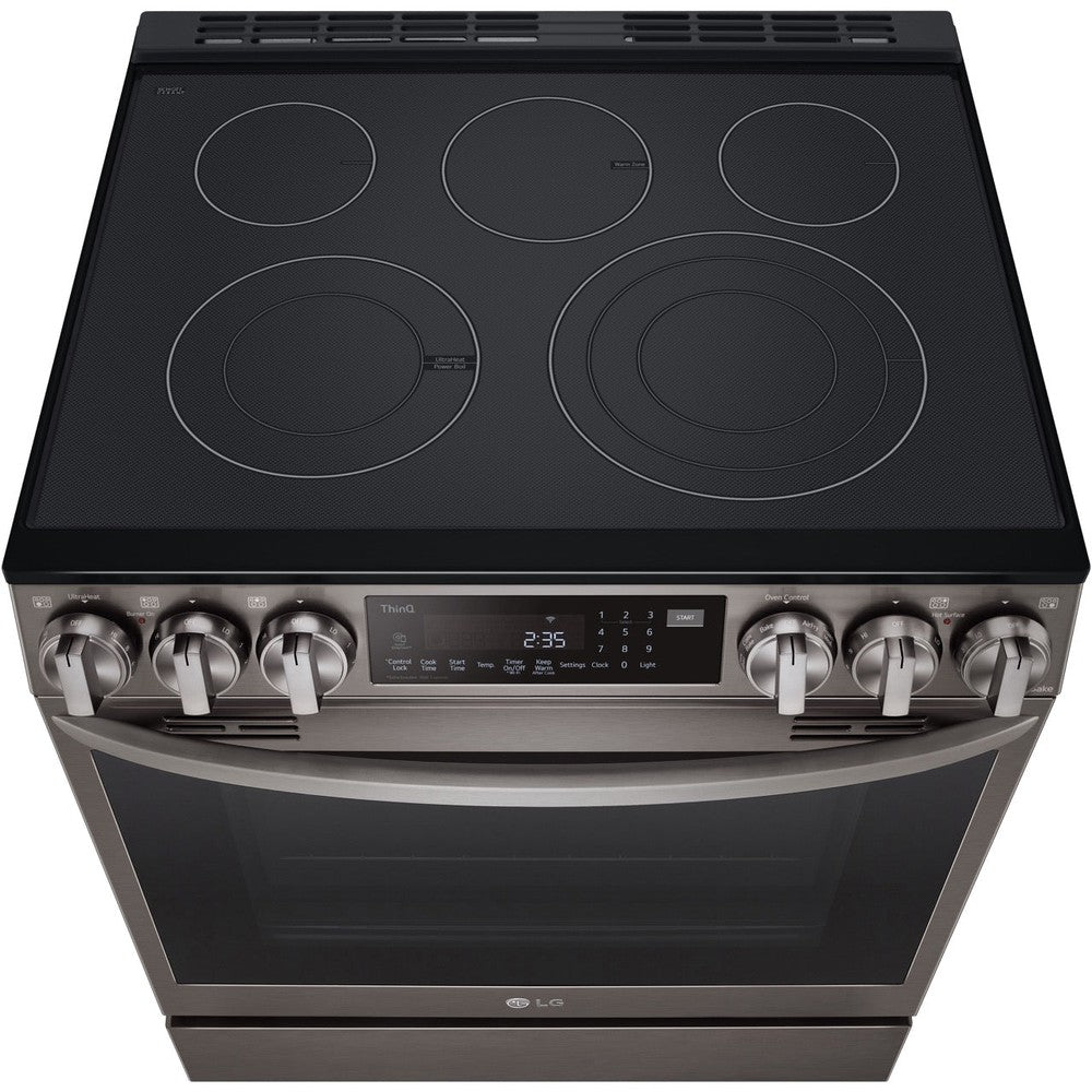 LG 6.3-Cu. Ft. Smart Wi-Fi Enabled ProBake Convection InstaView Electric Slide-in Range with Air Fry, Black Stainless Steel (LSEL6335D)