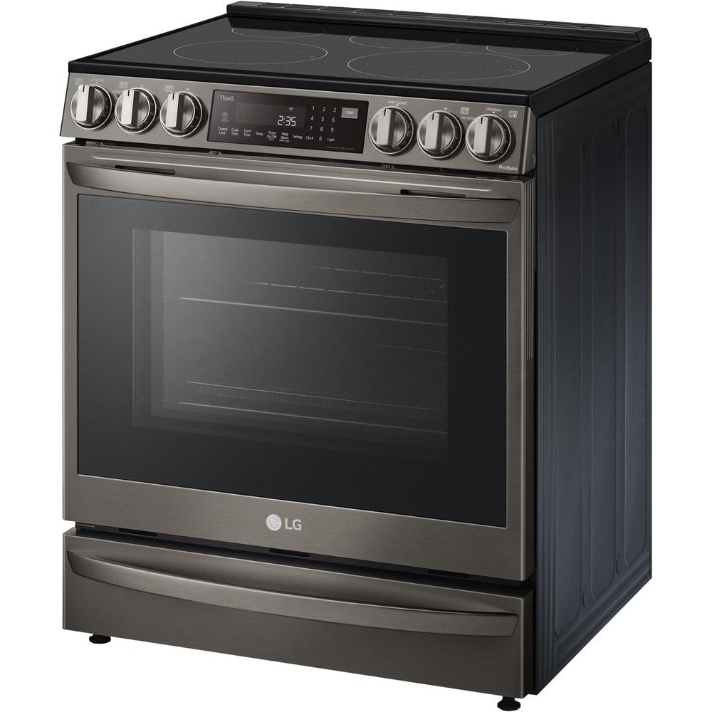 LG 6.3-Cu. Ft. Smart Wi-Fi Enabled ProBake Convection InstaView Electric Slide-in Range with Air Fry, Black Stainless Steel (LSEL6337D)