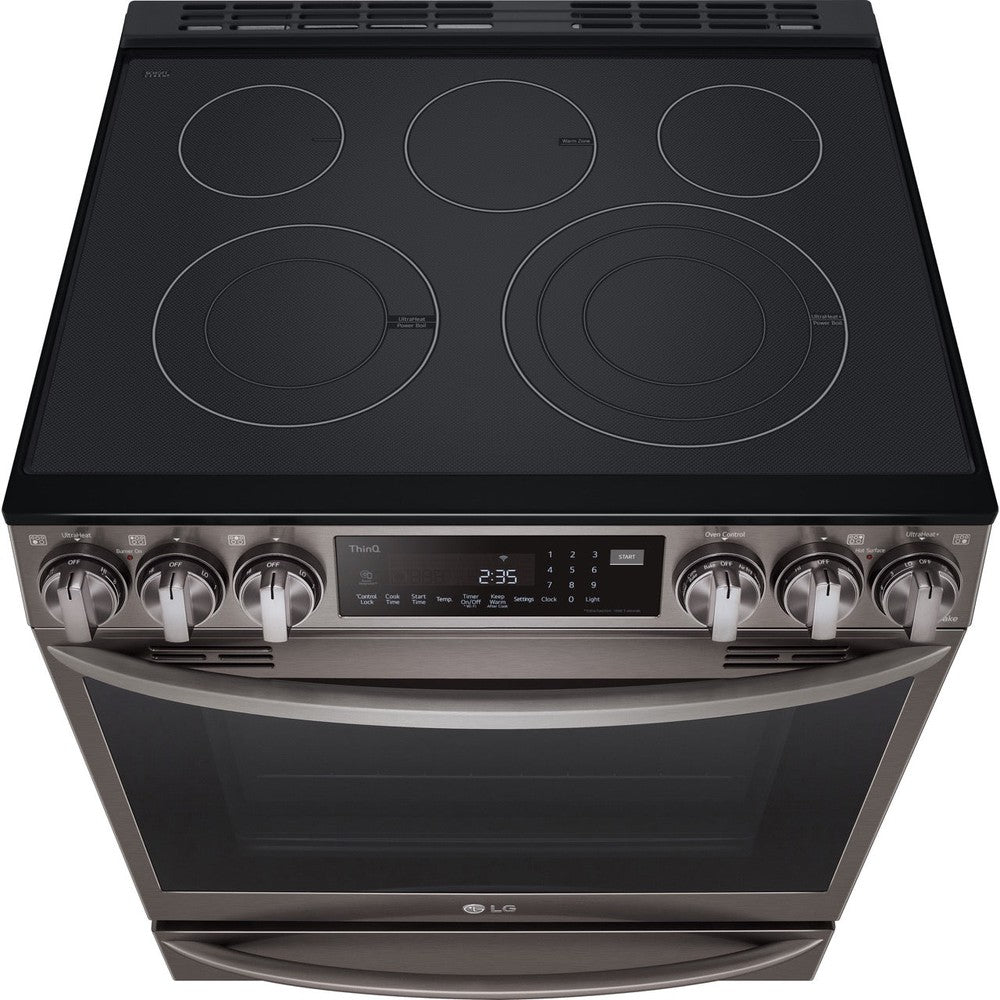 LG 6.3-Cu. Ft. Smart Wi-Fi Enabled ProBake Convection InstaView Electric Slide-in Range with Air Fry, Black Stainless Steel (LSEL6337D)