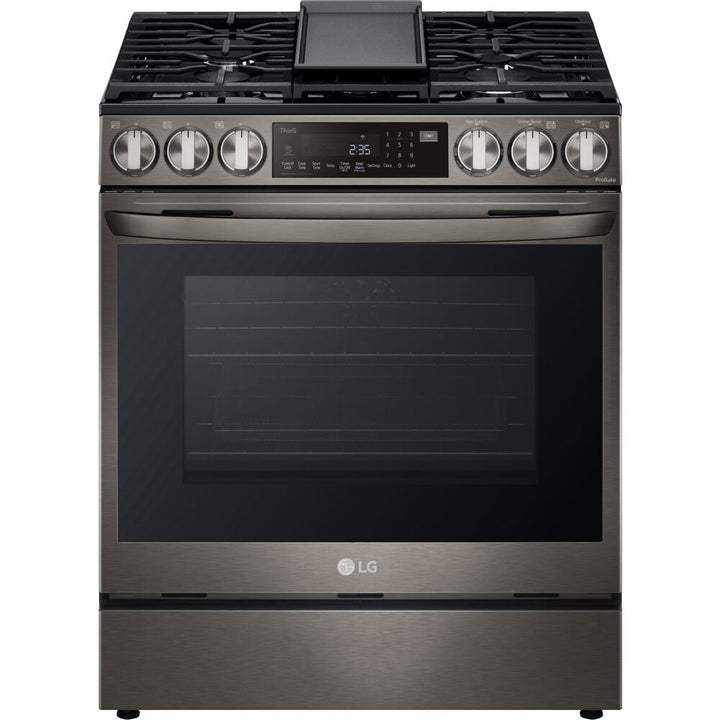 LG 30 in. 6.3-Cu. Ft. Smart Wi-Fi Enabled ProBake Convection InstaView Gas Slide-in Range with Air Fry, Black Stainless Steel (LSGL6335D)