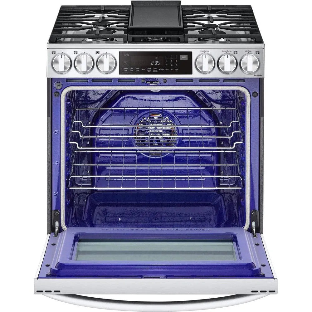 LG 6.3-Cu. Ft. Smart Wi-Fi Enabled ProBake Convection InstaView Gas Slide-in Range with Air Fry, Stainless Steel (LSGL6335F)