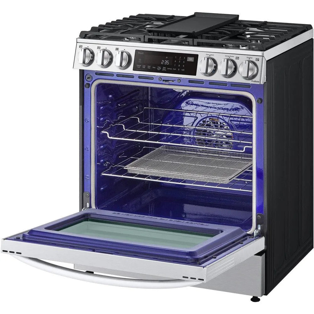 LG 6.3-Cu. Ft. Smart Wi-Fi Enabled ProBake Convection InstaView Gas Slide-in Range with Air Fry, Stainless Steel (LSGL6335F)