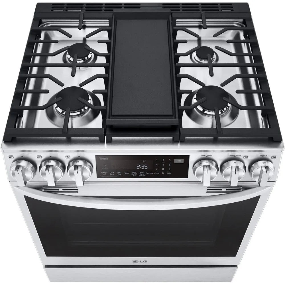 LG 6.3-Cu. Ft. Smart Wi-Fi Enabled ProBake Convection InstaView Gas Slide-in Range with Air Fry, Stainless Steel (LSGL6335F)