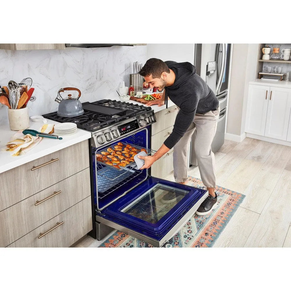 LG 6.3-Cu. Ft. Smart Wi-Fi Enabled ProBake Convection InstaView Gas Slide-in Range with Air Fry, Stainless Steel (LSGL6335F)