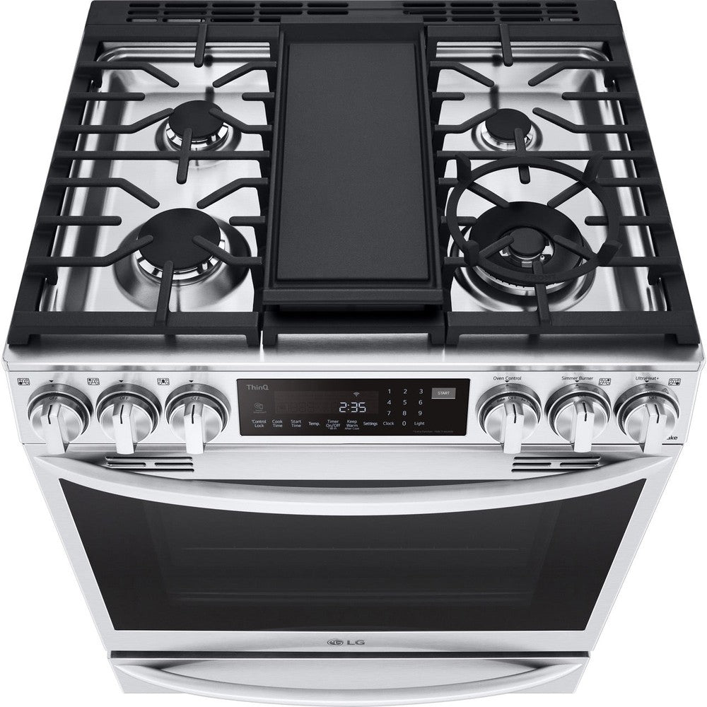 LG 6.3-Cu. Ft. Smart Wi-Fi Enabled ProBake Convection InstaView Gas Slide-in Range with Air Fry, Stainless Steel (LSGL6337F)