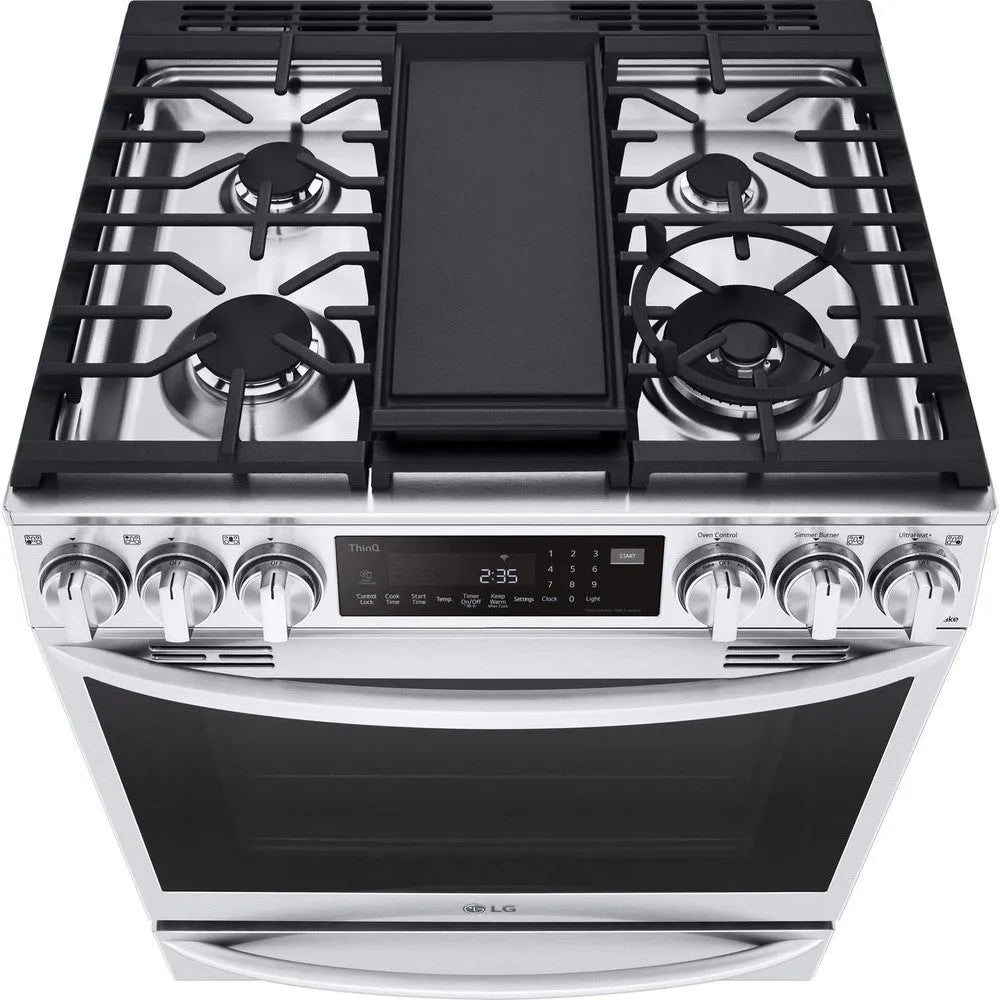 LG 6.3-Cu. Ft. Smart Wi-Fi Enabled ProBake Convection InstaView Gas Slide-in Range with Air Fry, Stainless Steel (LSGL6337F)