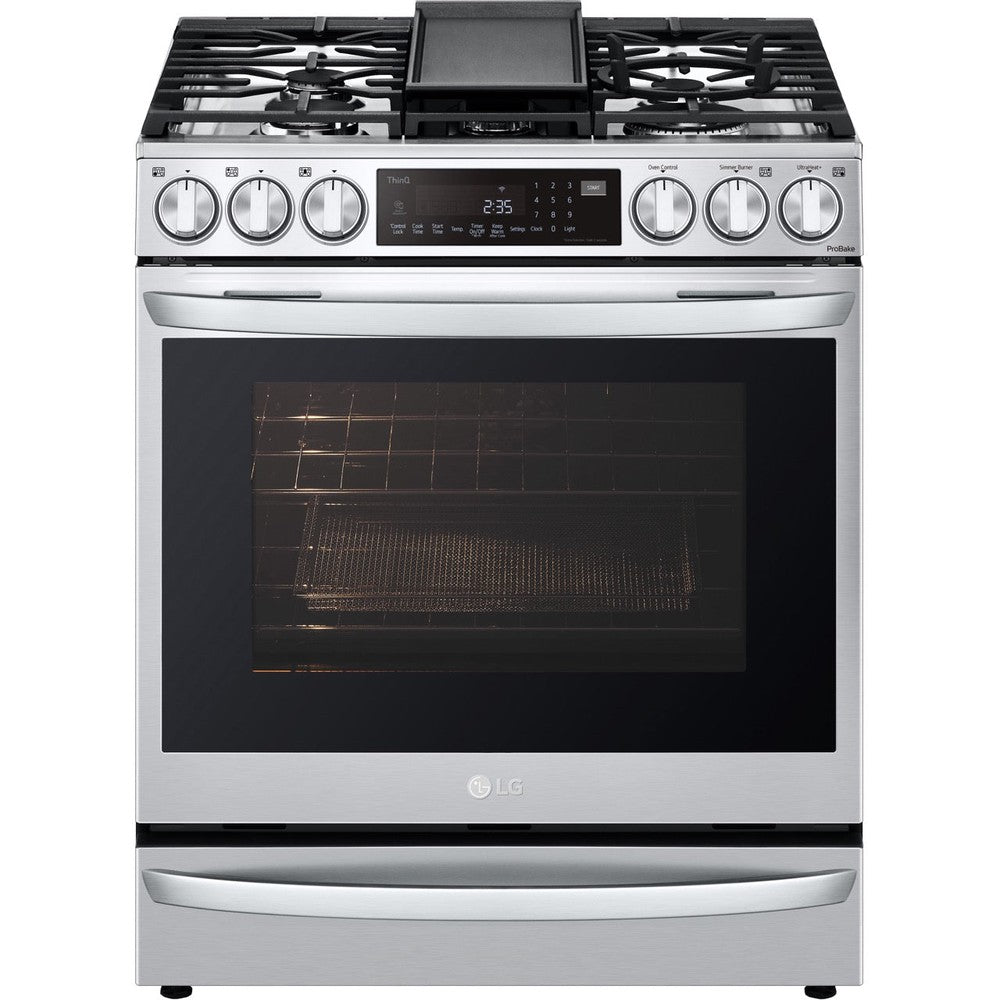 LG 6.3-Cu. Ft. Smart Wi-Fi Enabled ProBake Convection InstaView Gas Slide-in Range with Air Fry, Stainless Steel (LSGL6337F)