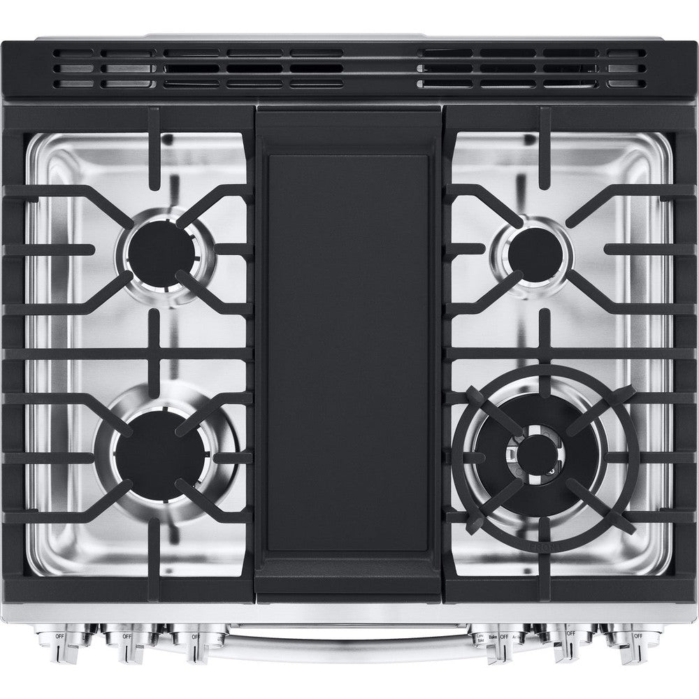 LG 6.3-Cu. Ft. Smart Wi-Fi Enabled ProBake Convection InstaView Gas Slide-in Range with Air Fry, Stainless Steel (LSGL6337F)