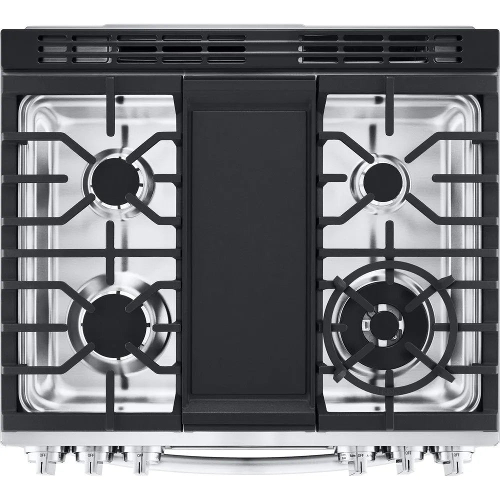 LG 6.3-Cu. Ft. Smart Wi-Fi Enabled ProBake Convection InstaView Gas Slide-in Range with Air Fry, Stainless Steel (LSGL6337F)