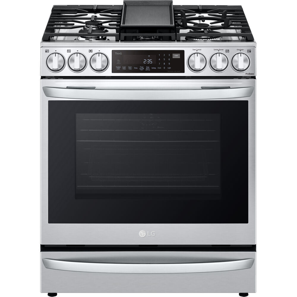 LG 6.3-Cu. Ft. Smart Wi-Fi Enabled ProBake Convection InstaView Gas Slide-in Range with Air Fry, Stainless Steel (LSGL6337F)