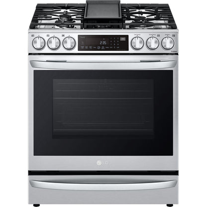 LG 6.3-Cu. Ft. Smart Wi-Fi Enabled ProBake Convection InstaView Gas Slide-in Range with Air Fry, Stainless Steel (LSGL6337F)