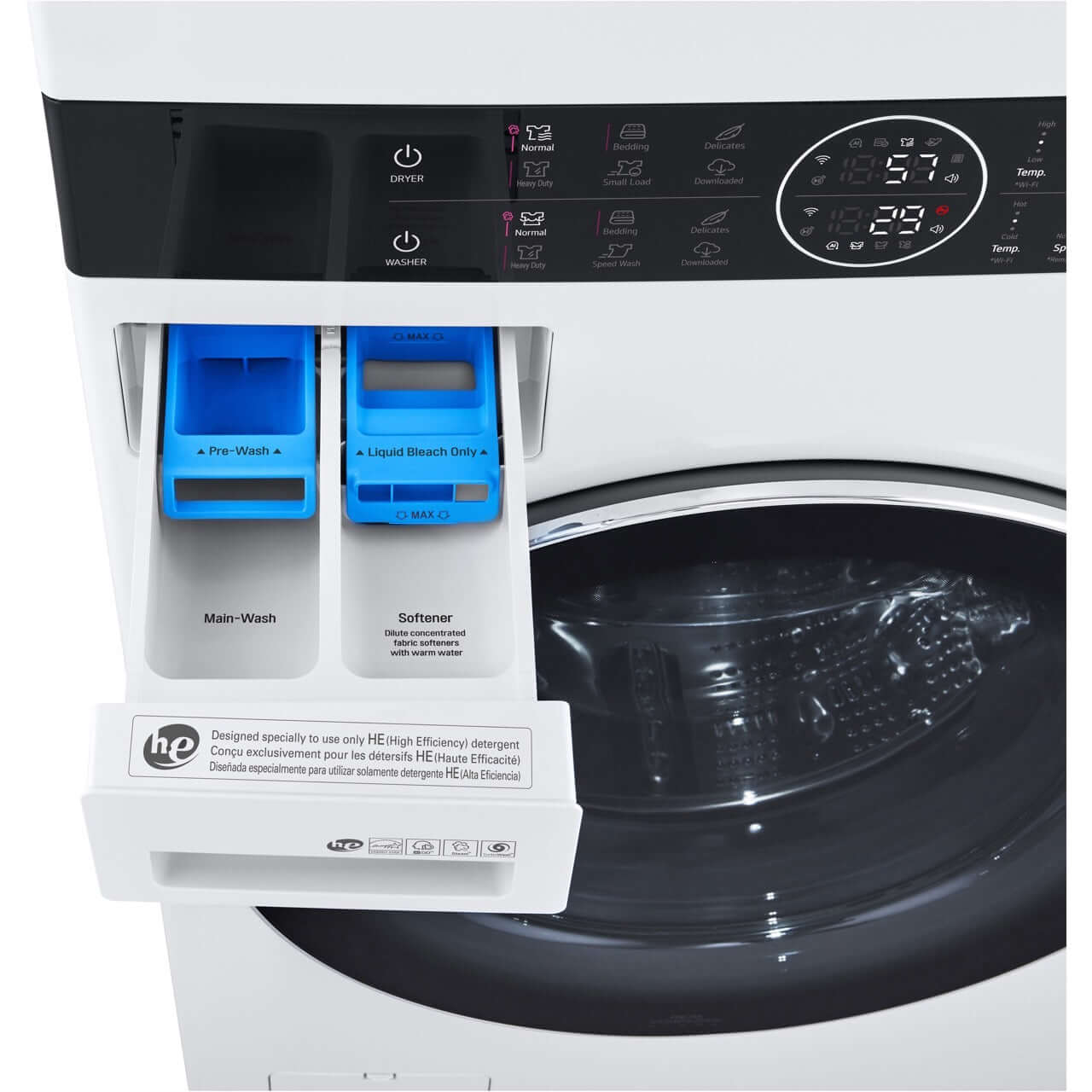 LG Single Unit Electric WashTower with Center Control In White (WKEX200HWA)