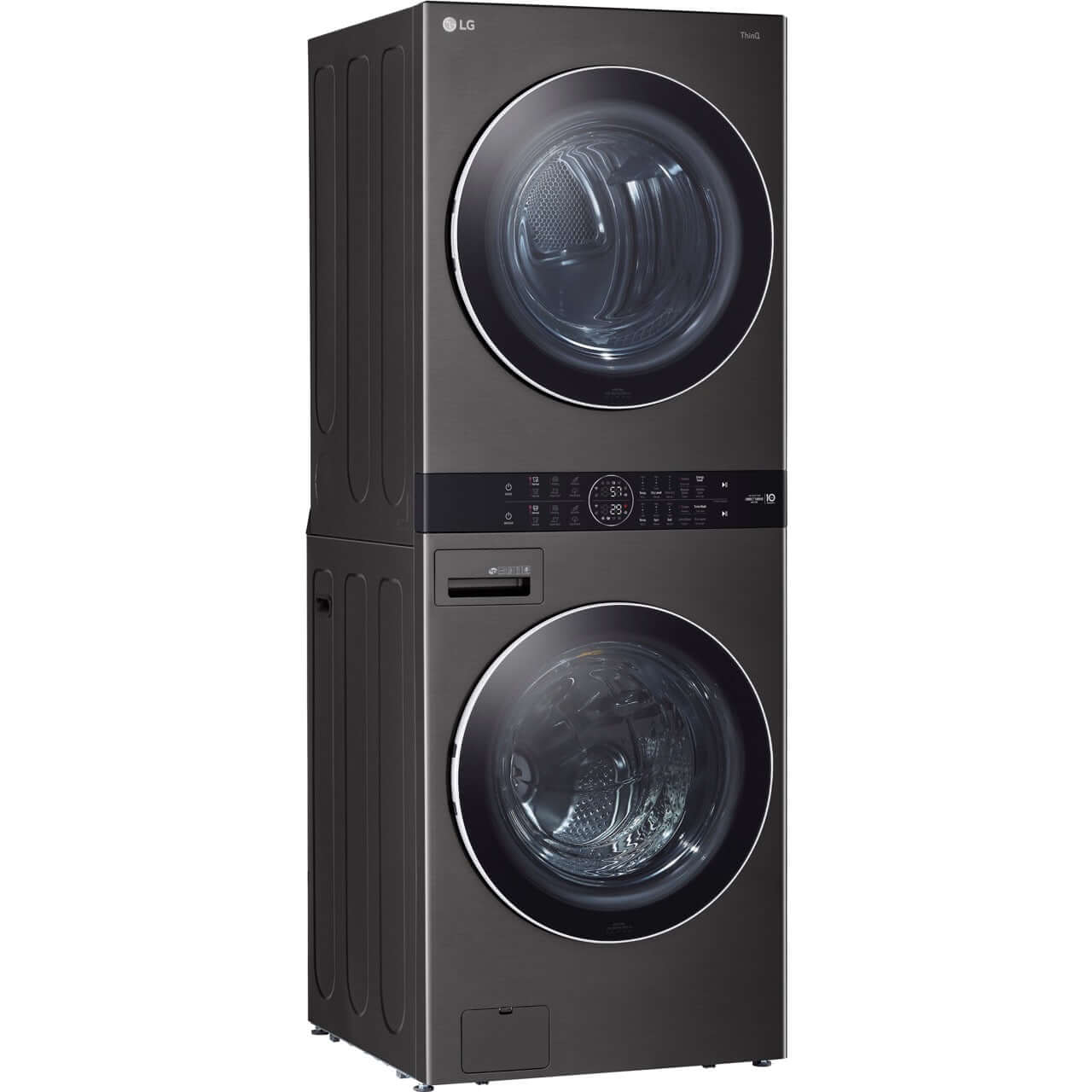 LG Single Unit Electric WashTower with Center Control in Black Steel (WKEX200HBA)