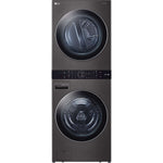 LG Single Unit Electric WashTower with Center Control in Black Steel (WKEX200HBA)