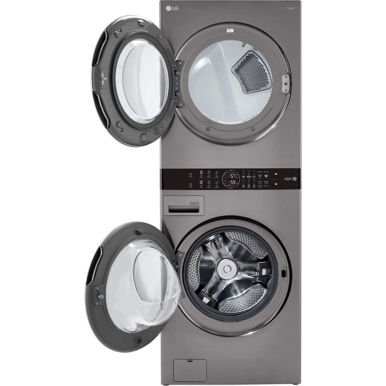 LG Single Unit Front Load LG WashTower with Center Control 4.5-cu. ft. Washer and 7.4-cu. ft. Gas Dryer in Graphite Steel (WKG101HVA)