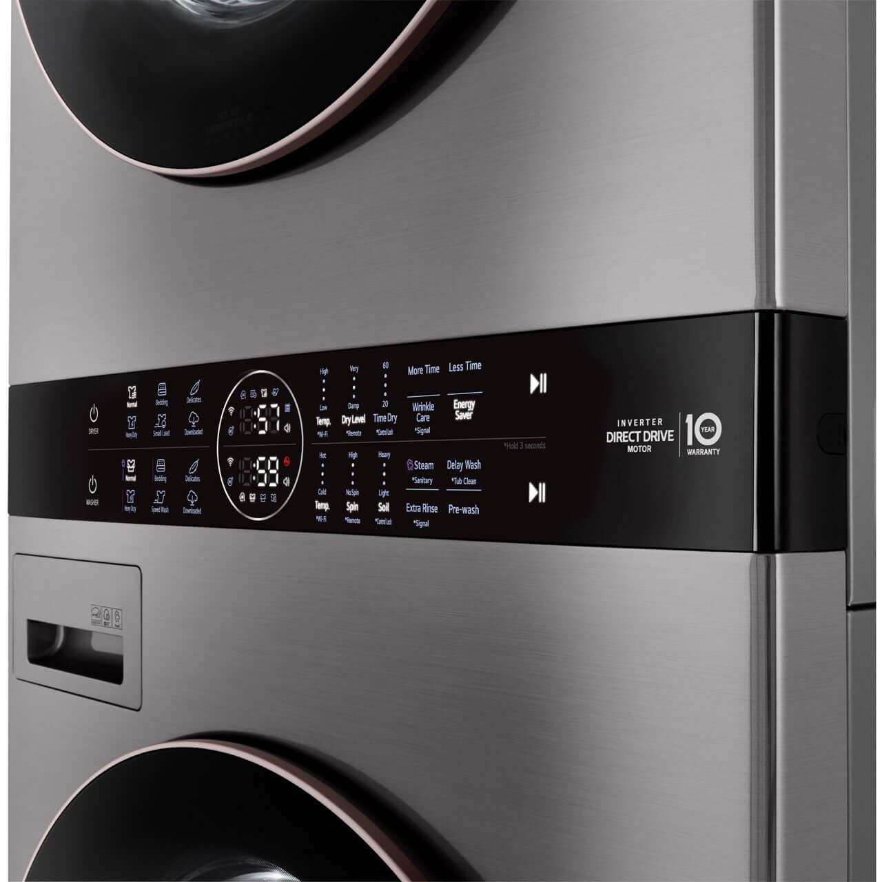 LG Single Unit Front Load LG WashTower with Center Control 4.5-cu. ft. Washer and 7.4-cu. ft. Gas Dryer in Graphite Steel (WKG101HVA)