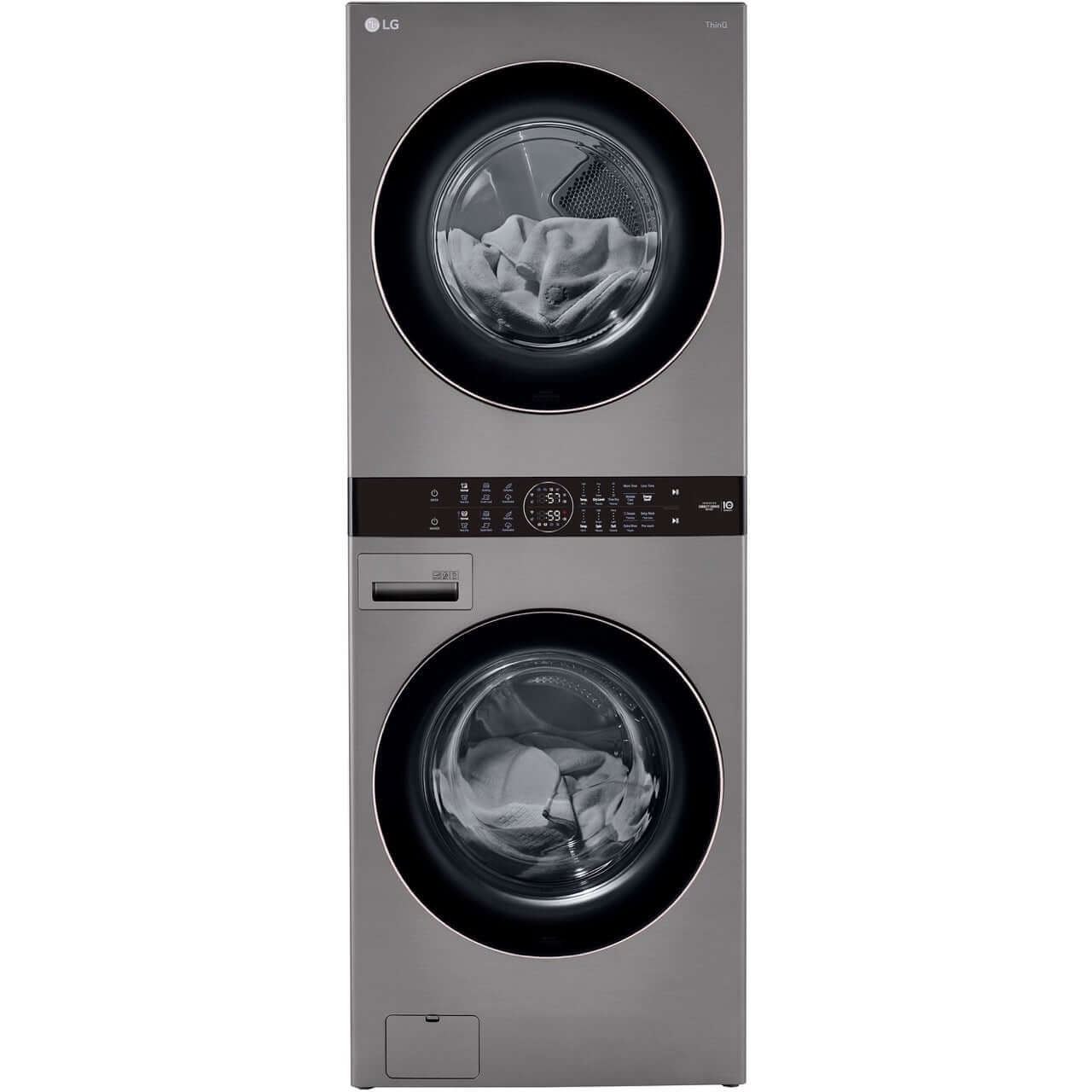 LG WashTower Single Front Load Unit with Center Control, 4.5-Cu. Ft. Washer and 7.4-Cu. Ft. Electric Dryer in Graphite (WKE100HVA)