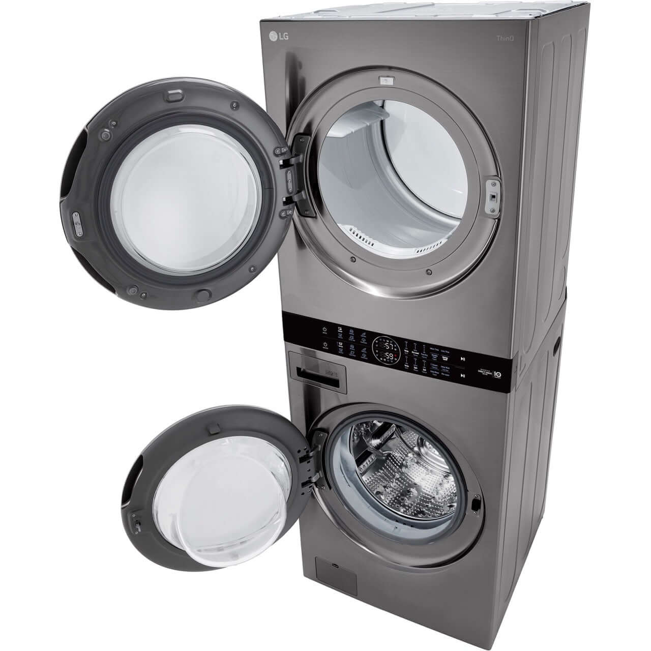 LG WashTower Single Front Load Unit with Center Control, 4.5-Cu. Ft. Washer and 7.4-Cu. Ft. Electric Dryer in Graphite (WKE100HVA)